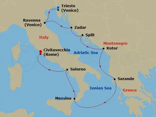Itinerary schematic diagram