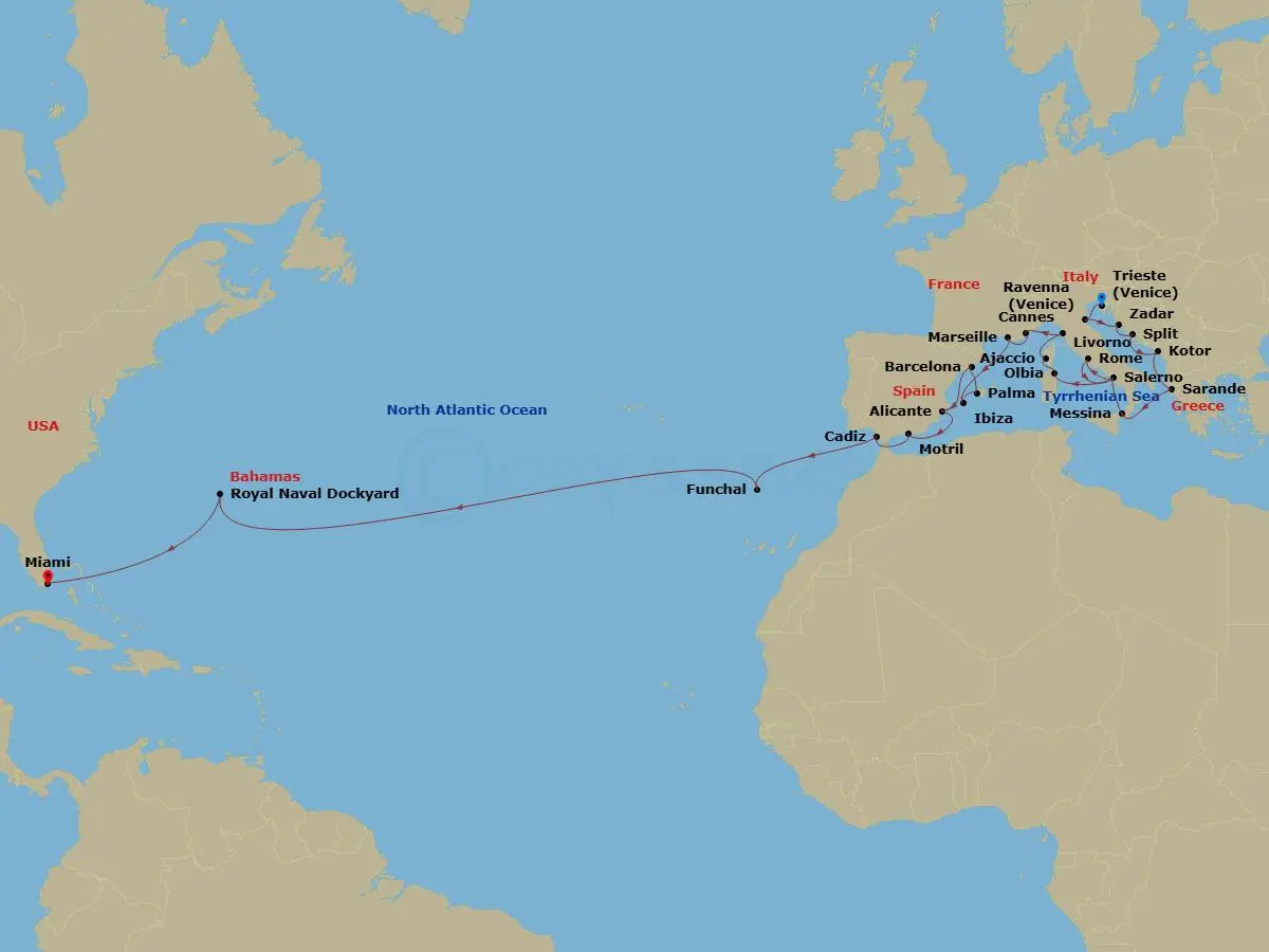 Itinerary schematic diagram