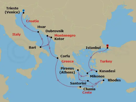 Itinerary schematic diagram