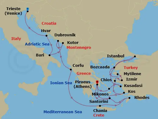 Itinerary schematic diagram