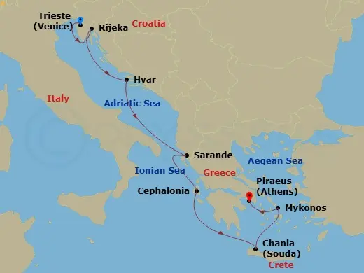 Itinerary schematic diagram