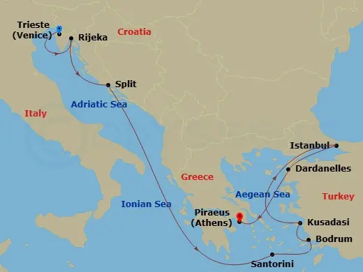 Itinerary schematic diagram