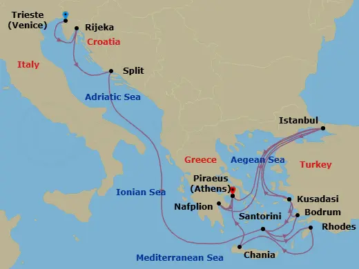 Itinerary schematic diagram