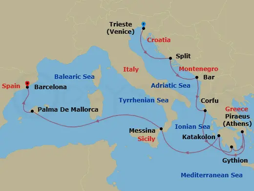 Itinerary schematic diagram