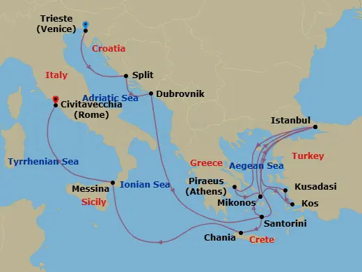 Itinerary schematic diagram