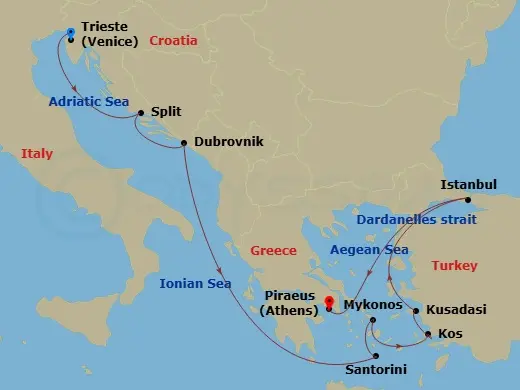 Itinerary schematic diagram
