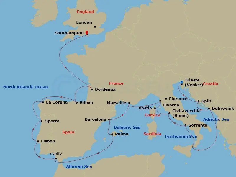 Itinerary schematic diagram