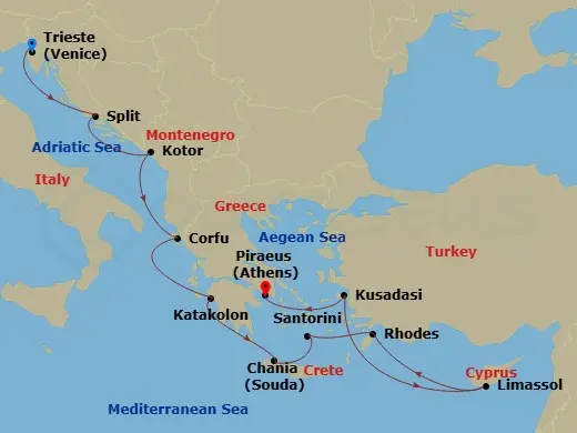 Itinerary schematic diagram
