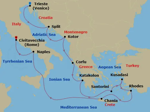 Itinerary schematic diagram