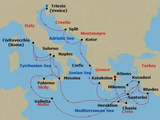 Itinerary schematic diagram