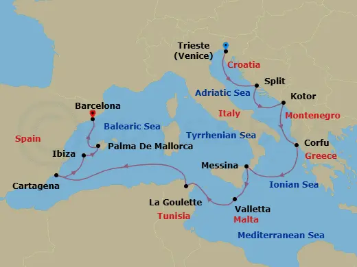 Itinerary schematic diagram