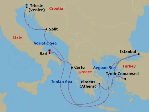 Itinerary schematic diagram