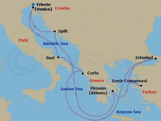 Itinerary schematic diagram