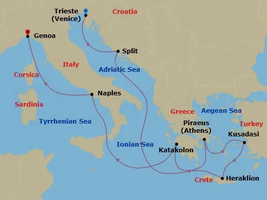 Itinerary schematic diagram
