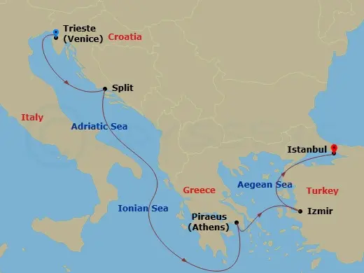 Itinerary schematic diagram
