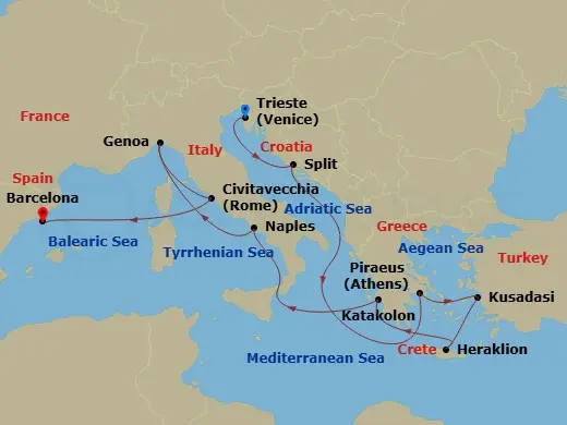 Itinerary schematic diagram