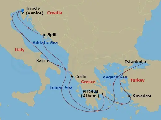 Itinerary schematic diagram