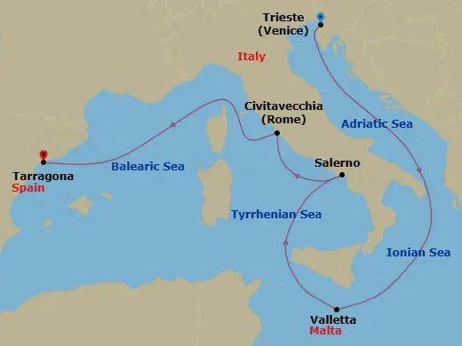 Itinerary schematic diagram