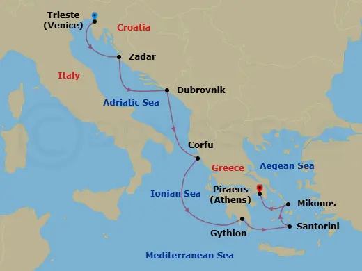Itinerary schematic diagram