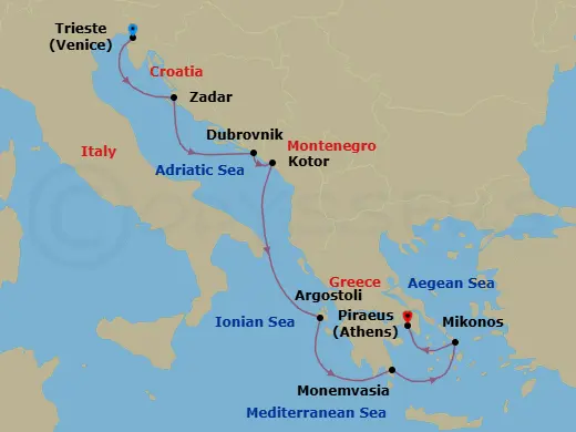 Itinerary schematic diagram