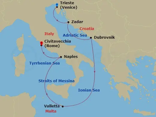 Itinerary schematic diagram