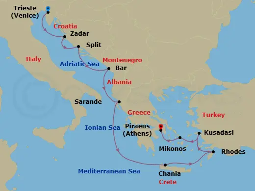 Itinerary schematic diagram