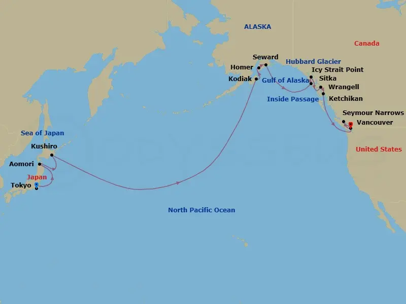 Itinerary schematic diagram