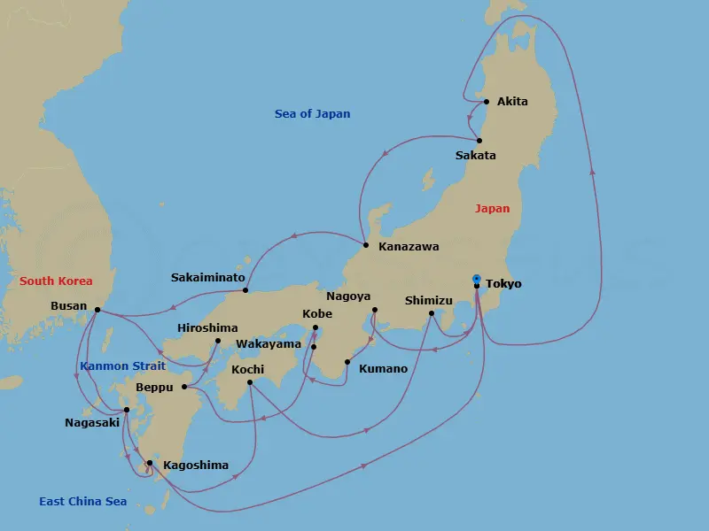 Itinerary schematic diagram