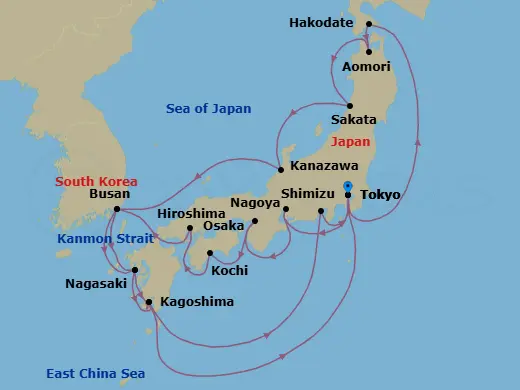 Itinerary schematic diagram