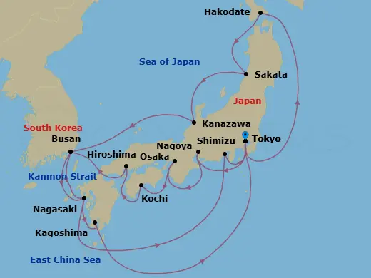 Itinerary schematic diagram