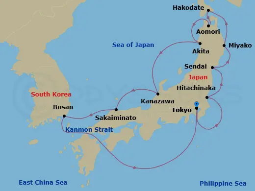 Itinerary schematic diagram