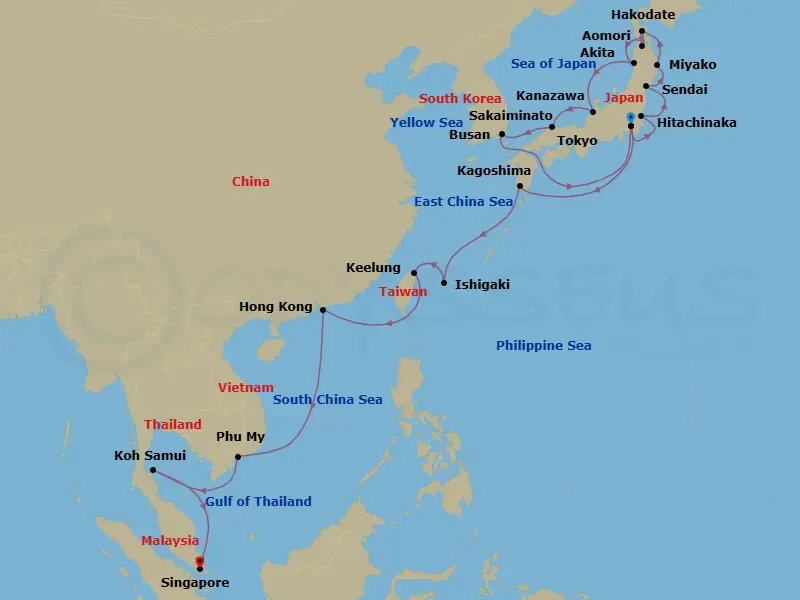 Itinerary schematic diagram