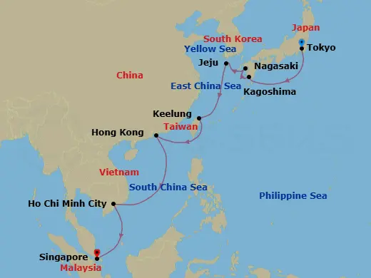 Itinerary schematic diagram