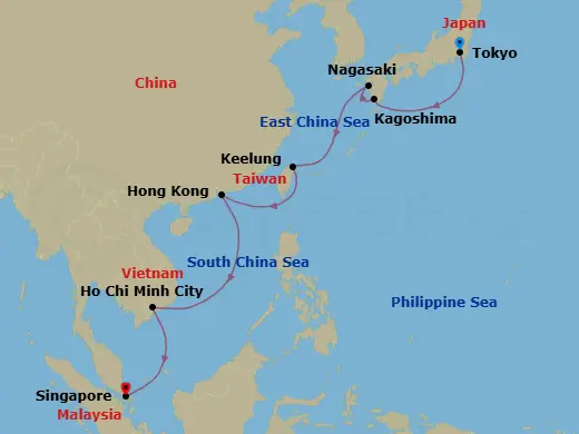 Itinerary schematic diagram