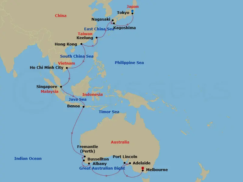Itinerary schematic diagram
