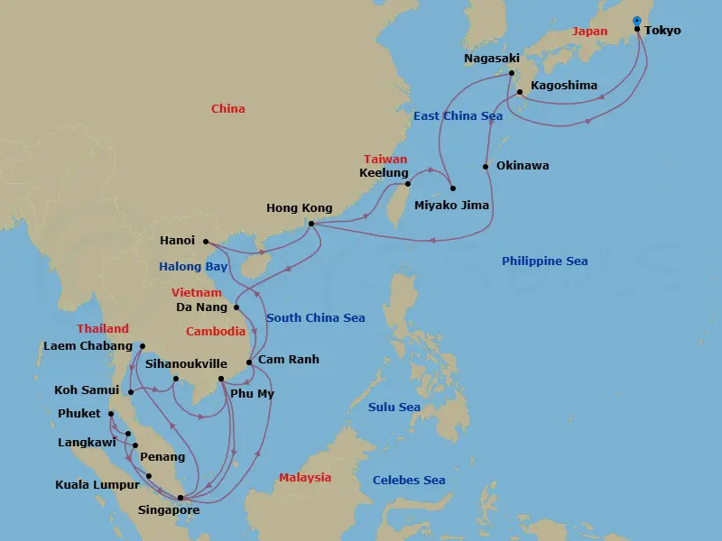 Itinerary schematic diagram