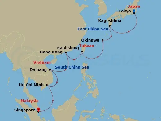 Itinerary schematic diagram