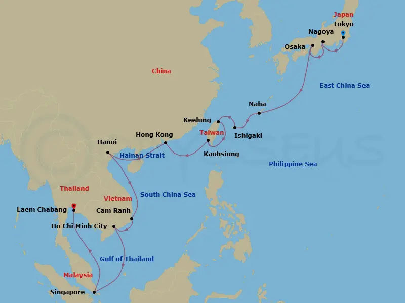 Itinerary schematic diagram