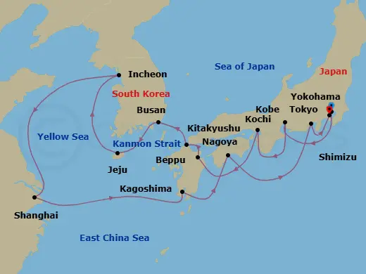 Itinerary schematic diagram