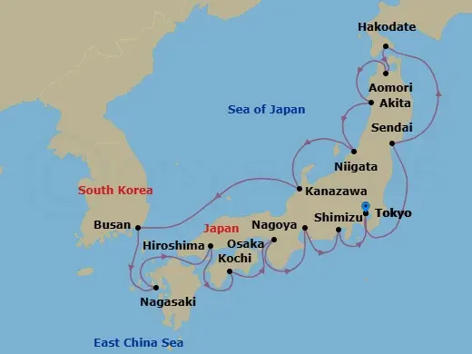 Itinerary schematic diagram