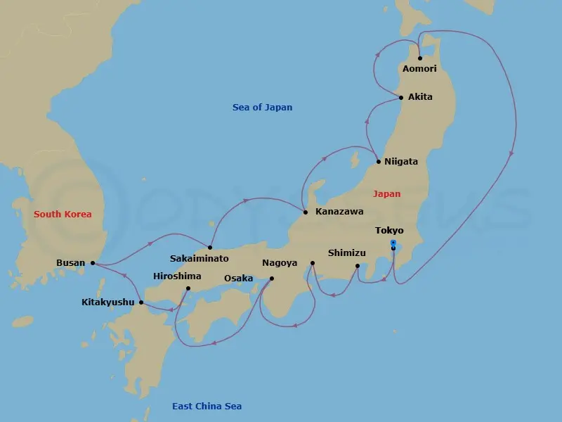 Itinerary schematic diagram