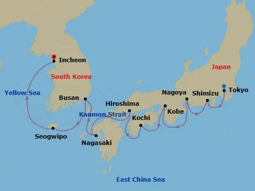 Itinerary schematic diagram