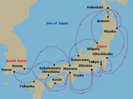 Itinerary schematic diagram