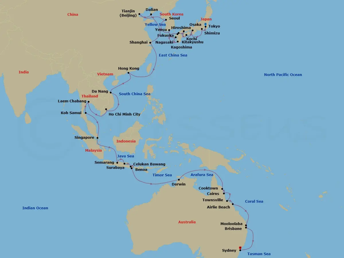 Itinerary schematic diagram