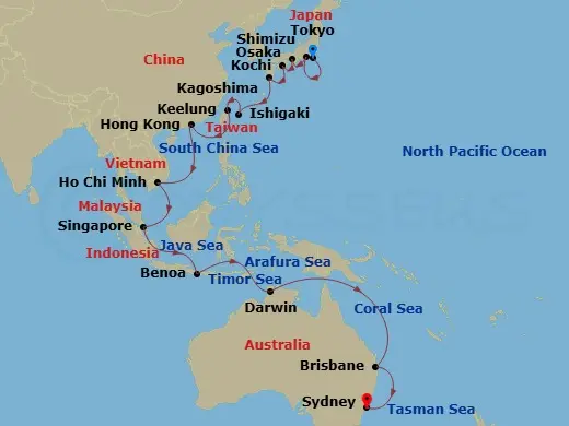 Itinerary schematic diagram