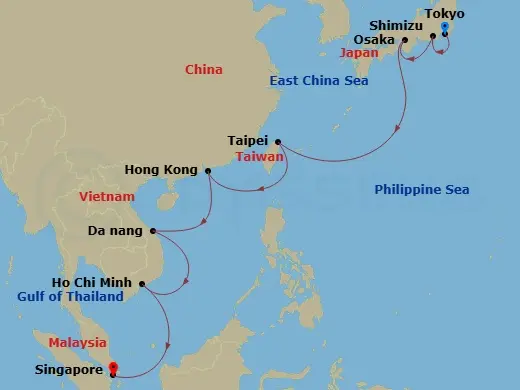 Itinerary schematic diagram