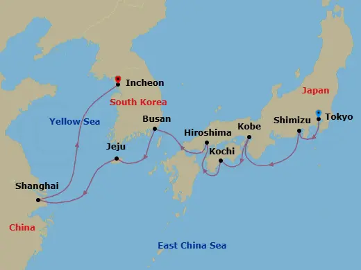 Itinerary schematic diagram