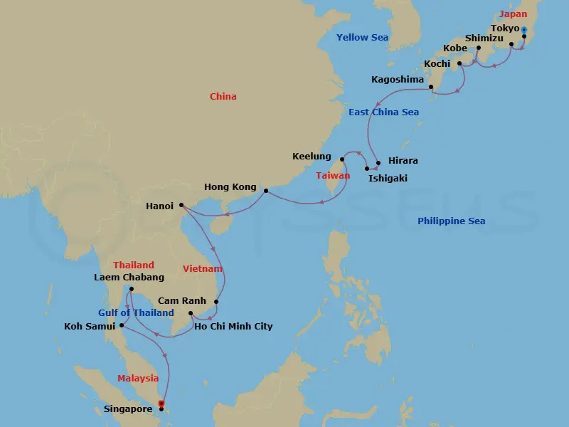 Itinerary schematic diagram