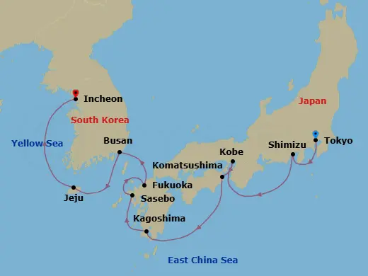 Itinerary schematic diagram