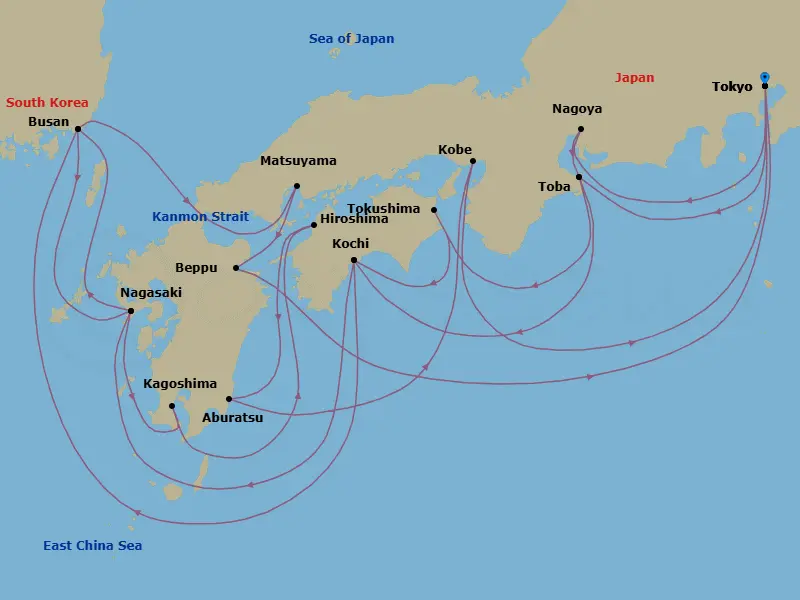 Itinerary schematic diagram